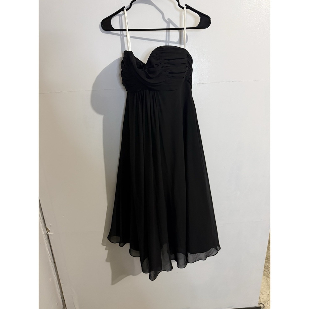 Sophia‎ Tolli Black Chiffon Sweetheart Lack Up Back Cocktail Dress Womens Sz 8